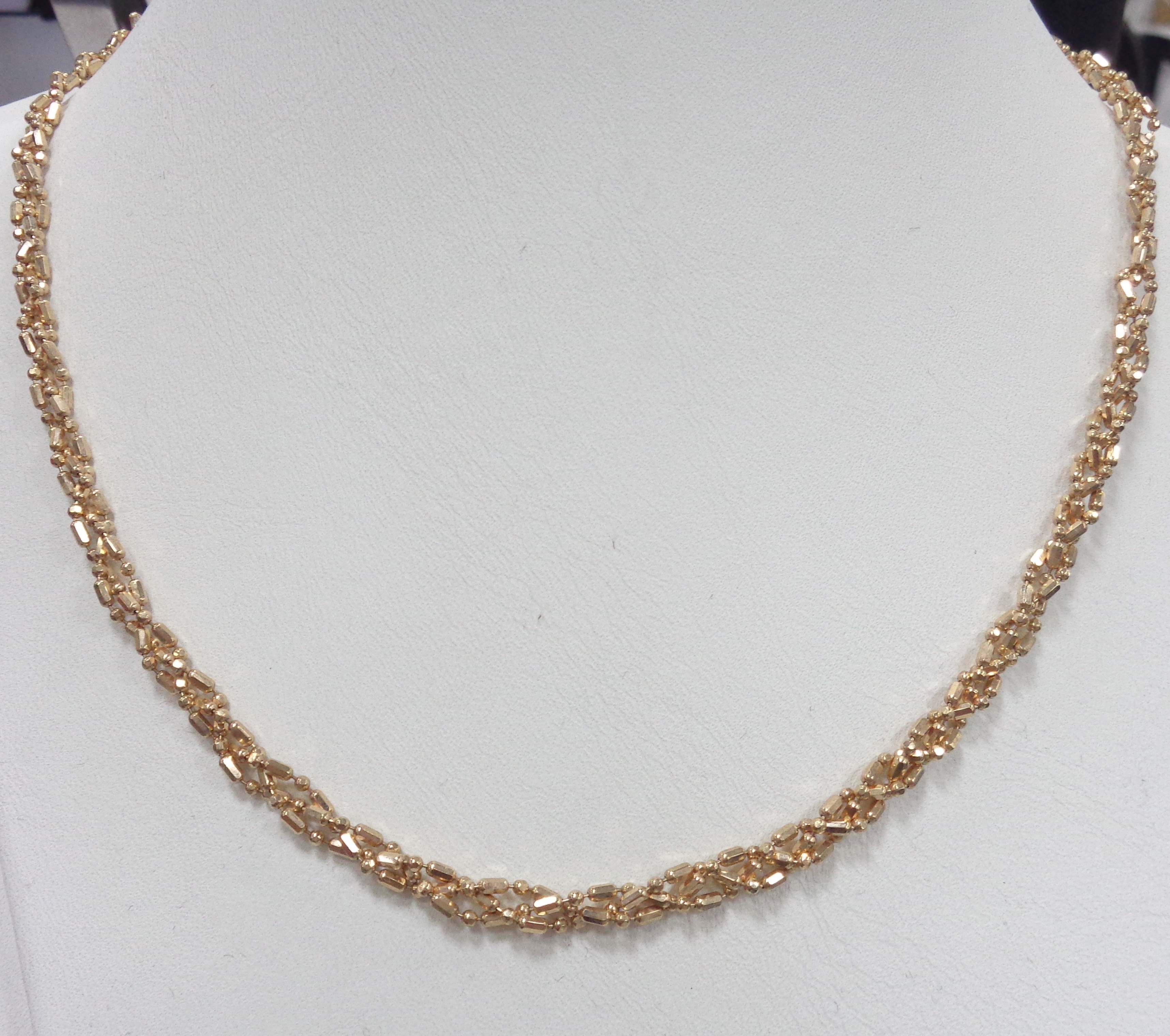 Цепь из золота плетение "Шар-Бочка" тройная